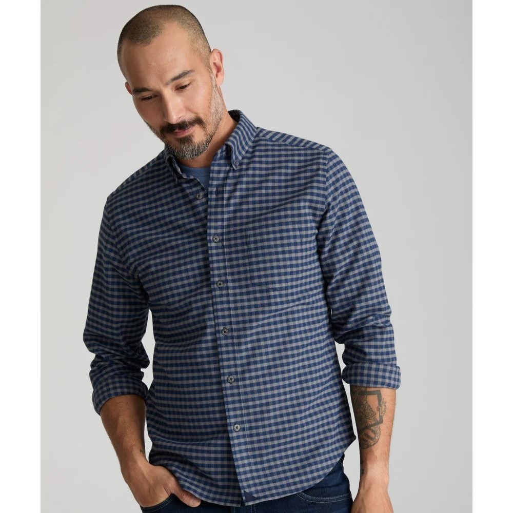 UNTUCKit Bergstorm Button Down Shirt Blue Plaid Super Soft Flannel LS Mens XL